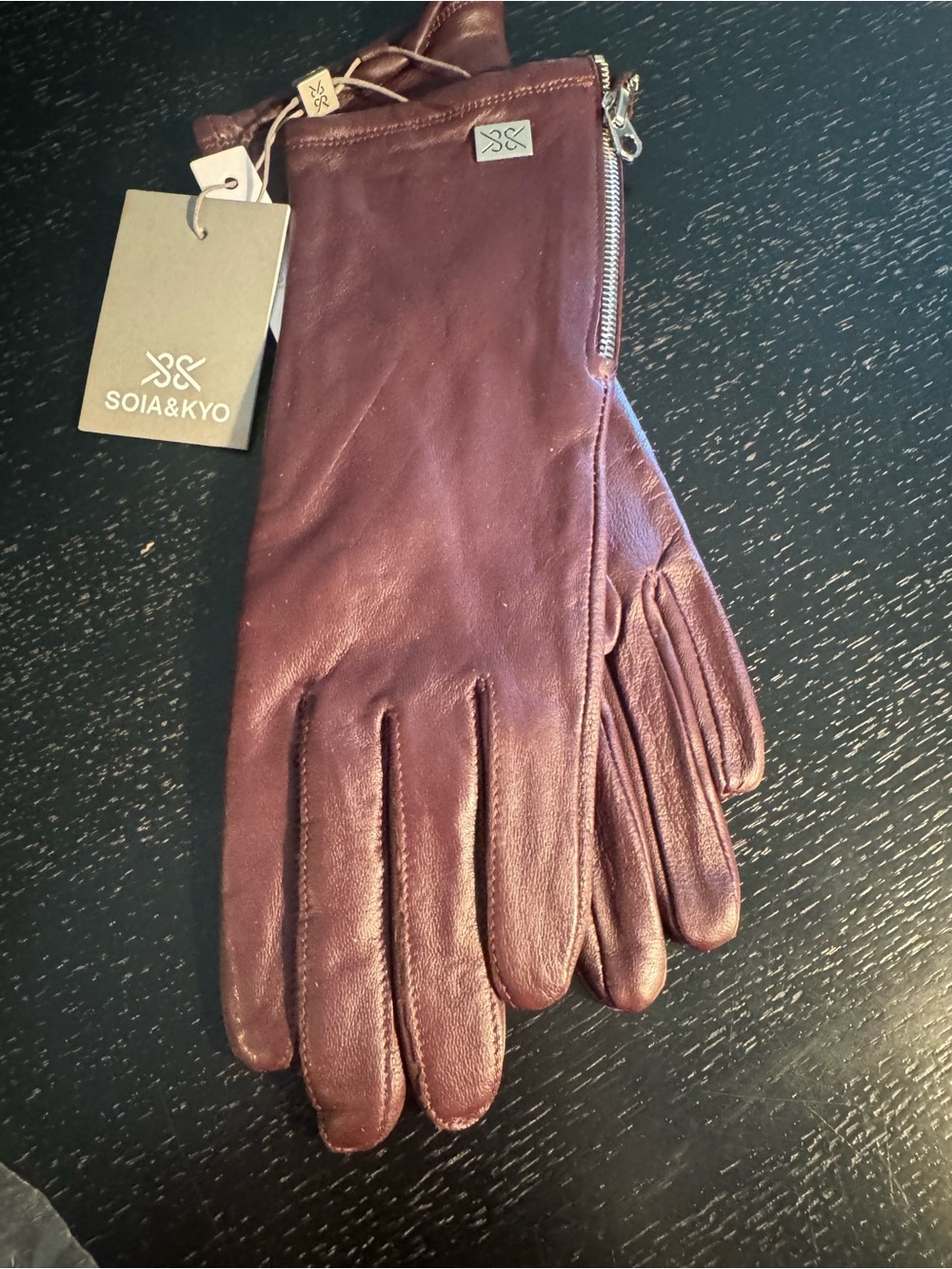 Soia & Kyo Dewberry Leather Gloves in Plum